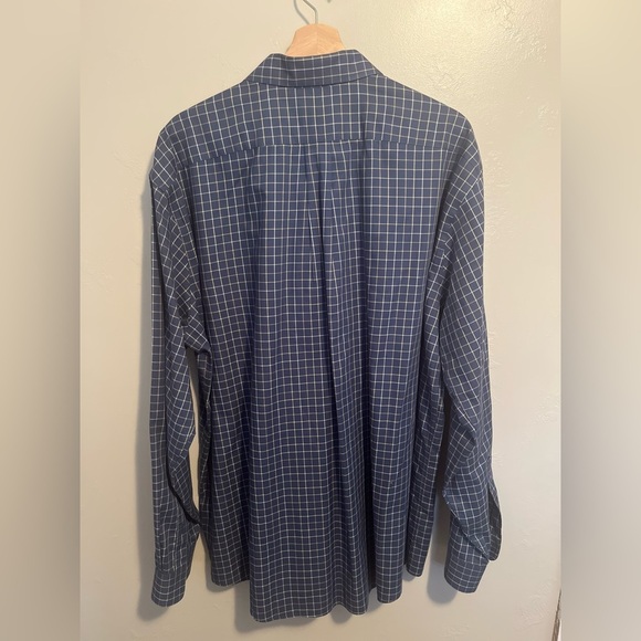 L.L. Bean Men's Navy Plaid Button Down Shirt Wrinkle Resistant 100% Cotton XL - Picture 13 of 15